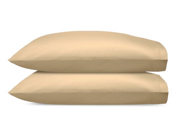 Talita Satin Stitch Standard Pillowcases- Pair Bedding Style Matouk Champagne 