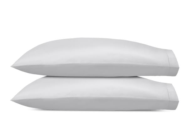 Talita Satin Stitch Standard Pillowcases- Pair Bedding Style Matouk Silver 